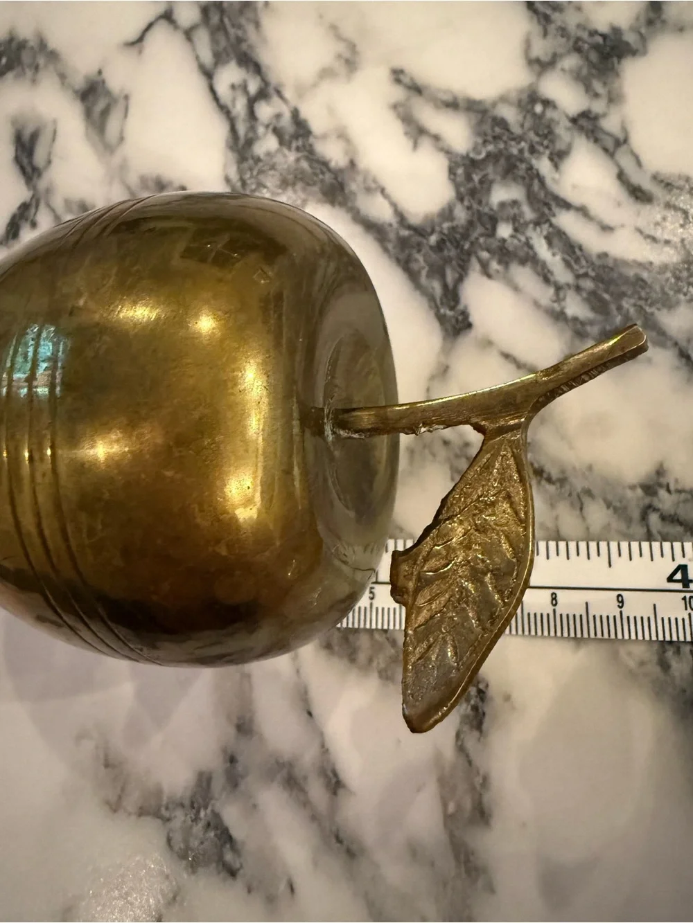 Vintage solid Brass Apple Paperweight - Mid Century Modern Desk Decor
